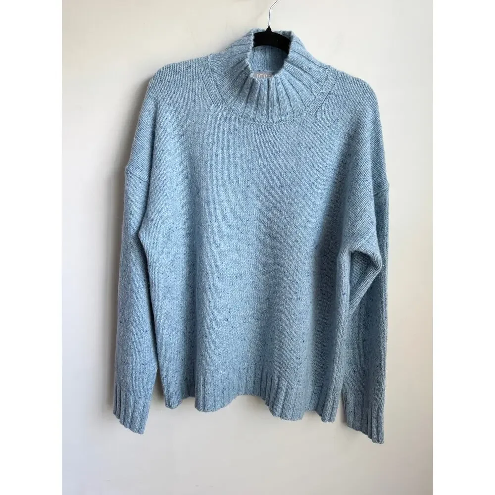 J. Crew Donegal Wool/Alpaca Blend Long Sleeve Relaxed Turtleneck Sweater Blue M
